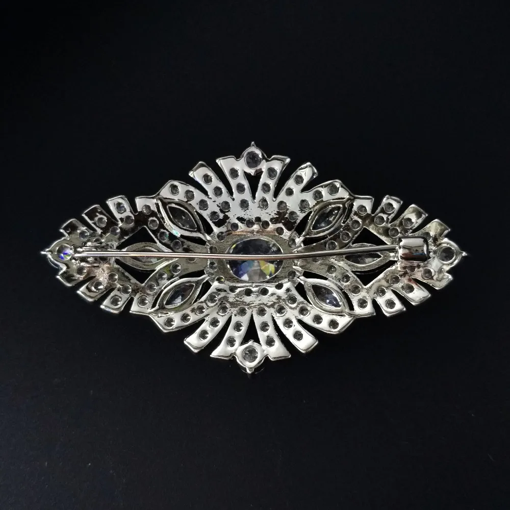 Günstige Alten Europäischen Stil Filigrane Art Deco Oval Brosche Silber Ton Öffnet Micro Pflastern und Marquise CZ Edwardian Antike Oval Geformt pins