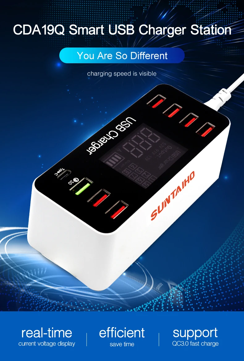 Suntaiho порт USB зарядное устройство Quick Charge 3,0 8 портов настольная несколько USB зарядная станция светодиодный дисплей Быстрая зарядка EU US UK AU Plug