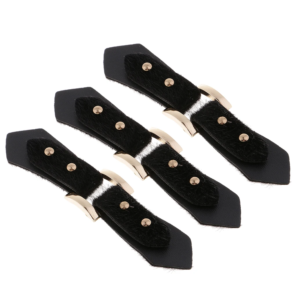 3 Pairs Leather Button Toggle Closure with Metal Buckles for Coat Jacket Duffle 13.2x2.8cm