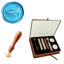 Shrimp Custom Picture Logo Wedding Wax Seal Stamp Sticks Box Set Kit Vintage