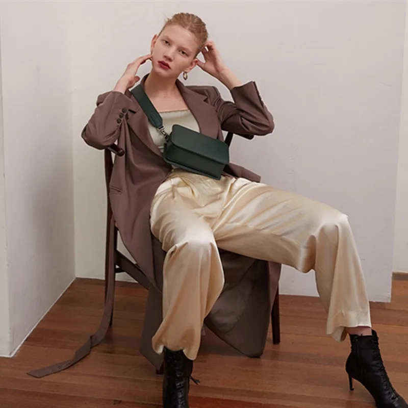  Casual Solid Color Crossbody Bags for Women Small Square Bags Lady Fashion Pu Leather Wide Shoulder - 32971180296