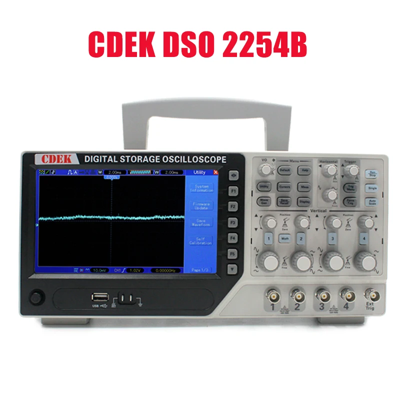 Цифровой осциллограф CDEK DSO2254B USB 250 МГц 4 канала портативный диагностический