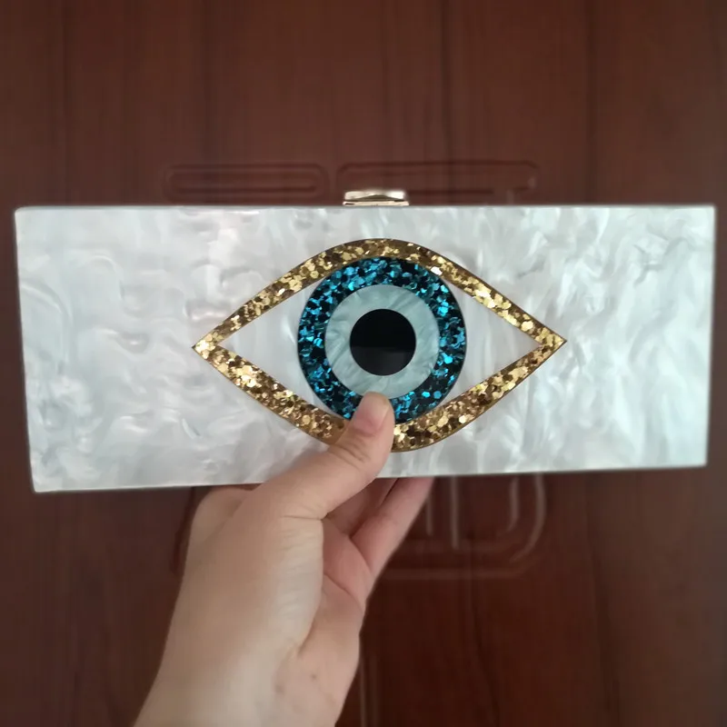 Evil Eye Bag Acrylic Clutch Bag Ethnic Evil Eye Bag Purse Acrylic Box Clutches Black Fabric Wallet Lady Envening Handbags Obag