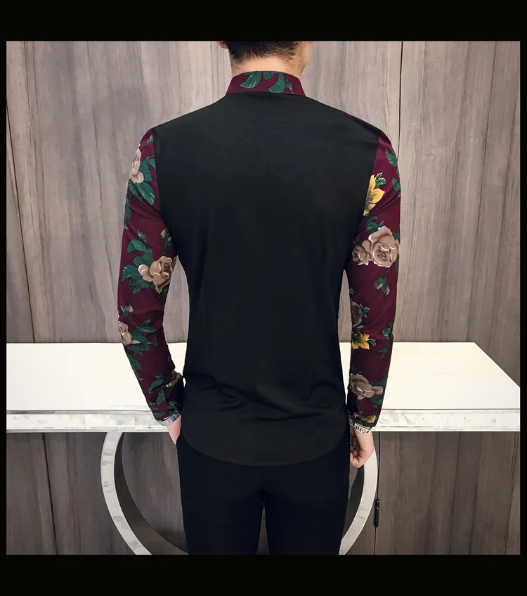 Высокое качество для мужчин рубашка Фирменная Новинка slim fit camisa hombre универсальные уличная S цветочный рубашки для мальчиков с длинным