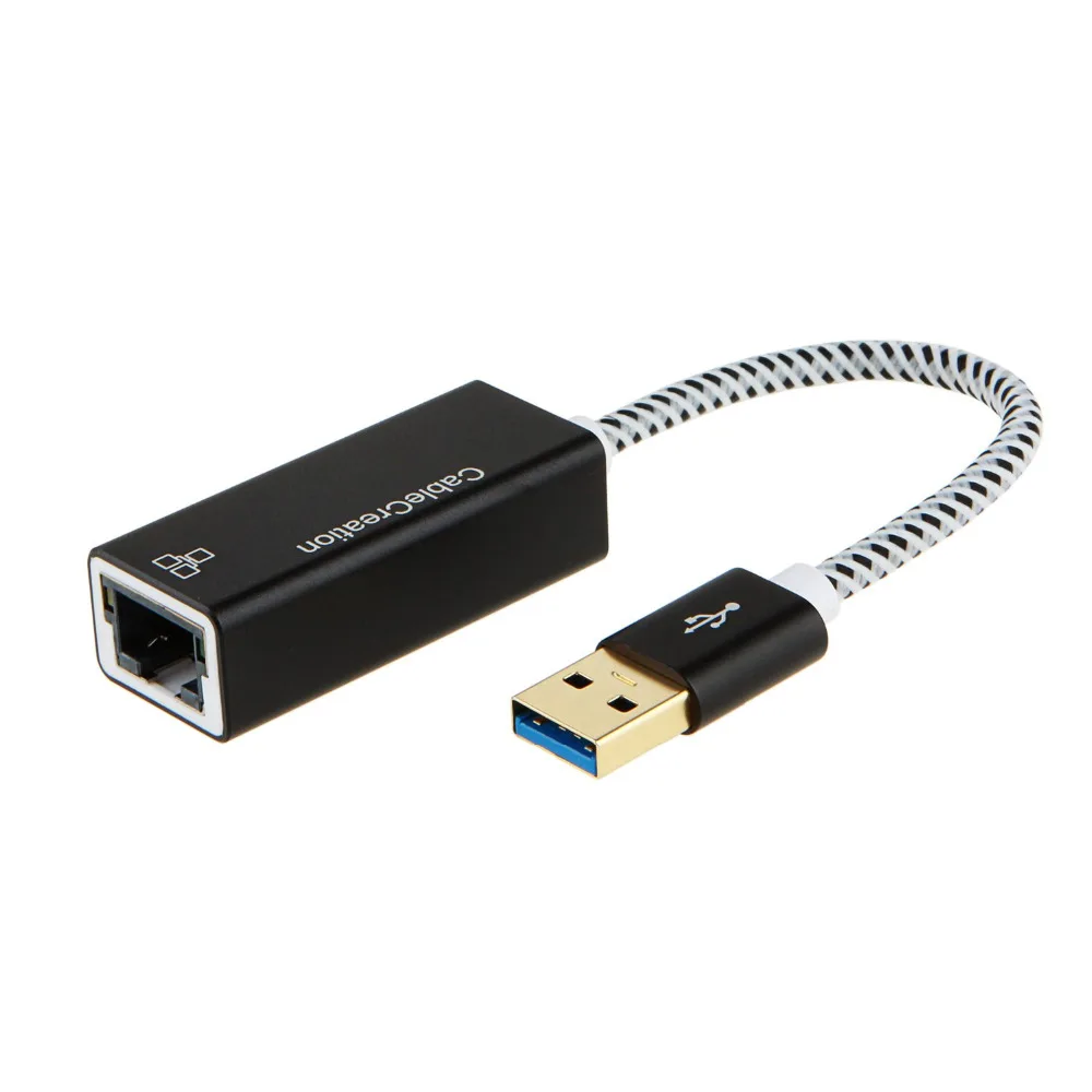 Сетевой адаптер USB 3 0 CableCreation к адаптеру Ethernet RJ45 Gigabit Plug n Play плетеный кабель и