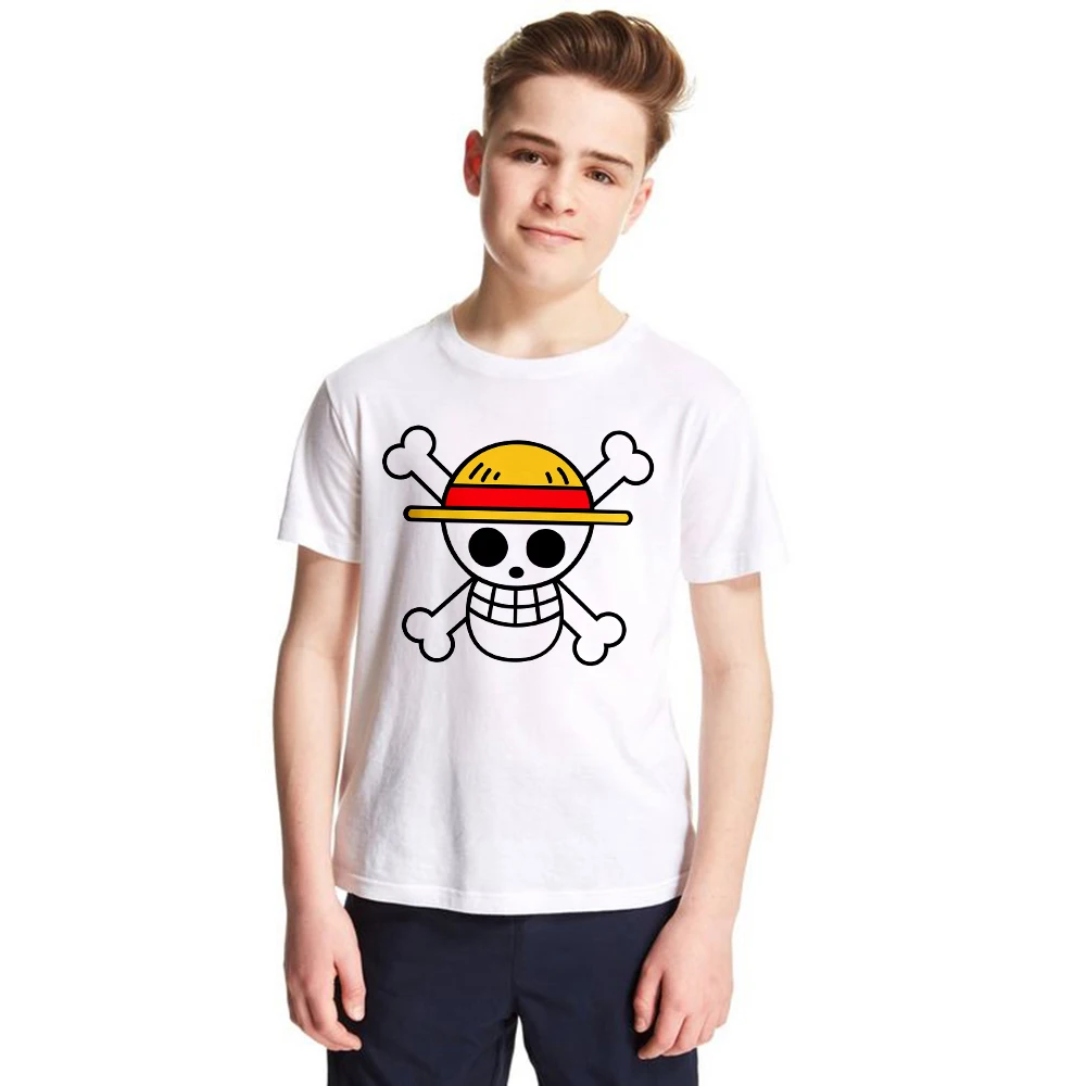 

One Piece Kids T-shirt Monkey D. Luffy Skull Children Tops Tees Japanese Anime T Shirts Cotton O-neck Short Sleeve Tshirt Babt