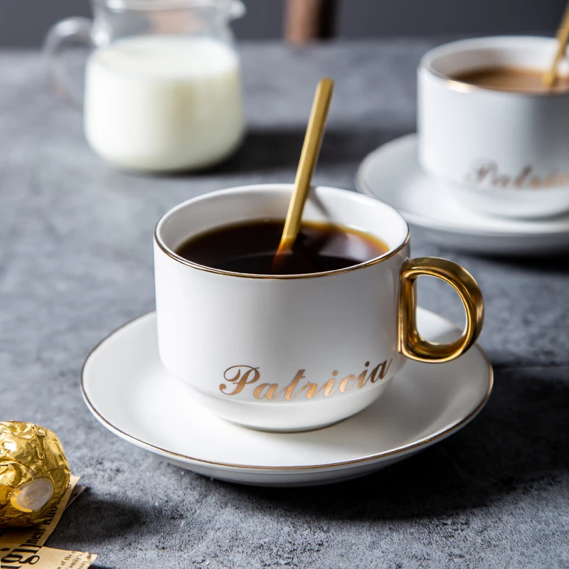 European Elegant Coffee Cup Home Ceramic English Afternoon Tea Cup Simple Coffee Cup Dish Gift