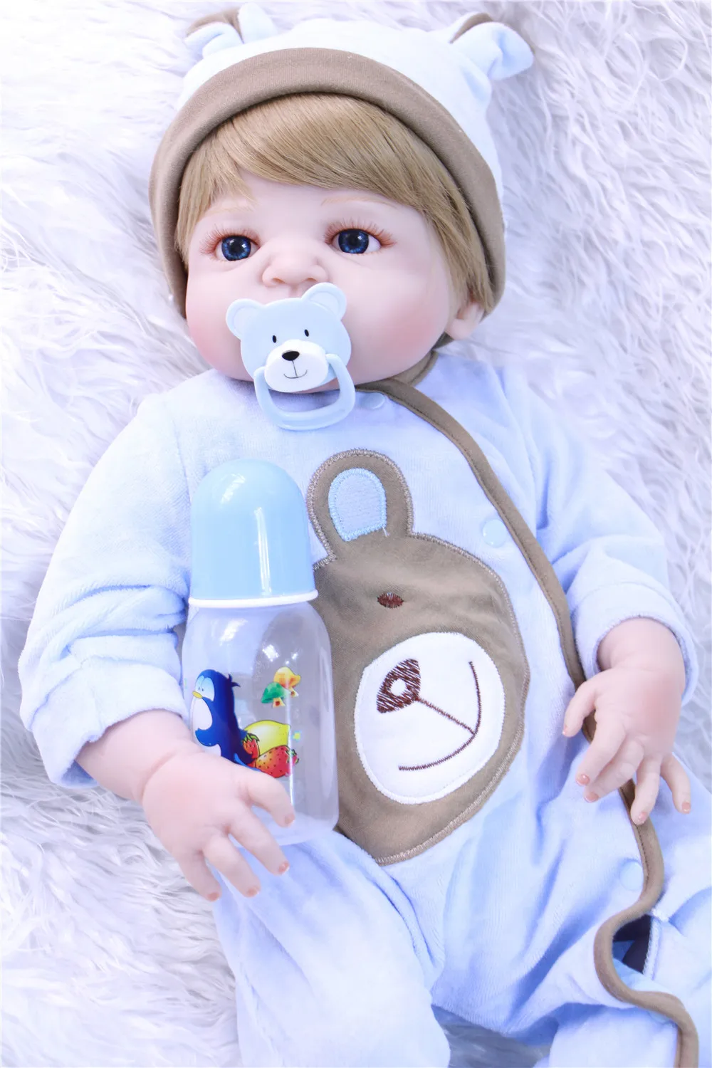 NPK reborn кукла 23 "полный Силиконовый reborn baby boy куклы Детский подарок купать игрушки куклы bebes reborn com corpo de silicone menino