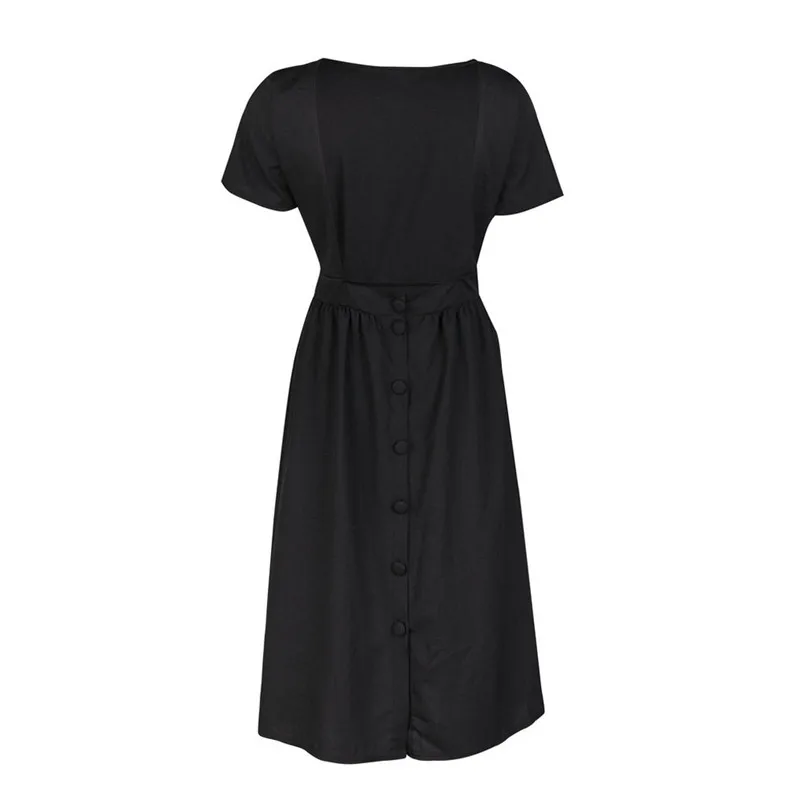 Women Sex Fashion Summer Casual Sexy Dress Sweet Cute Backless Button Solid Dress For Women And Girls 40MY15 (2)