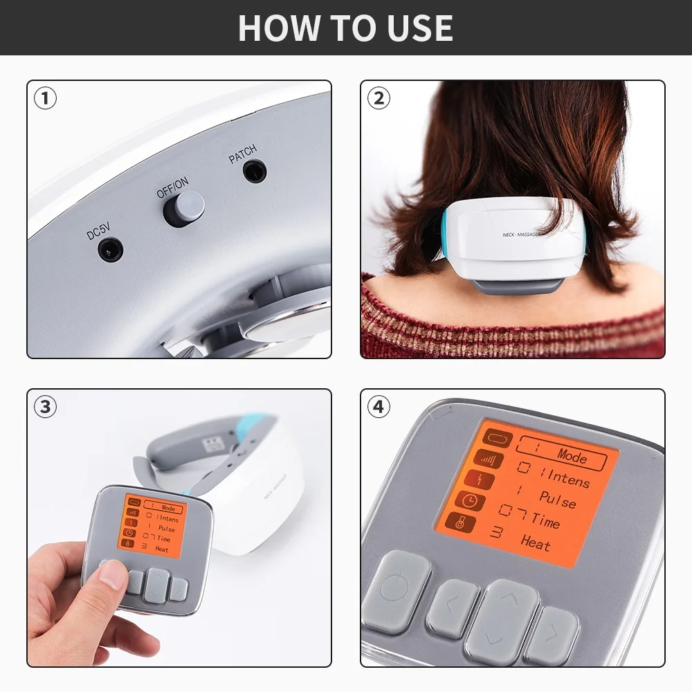 Электрический Акупунктура пульса массажер для шеи аппарат для лечения шейки матки инструмент для терапии зарядки патч массаж