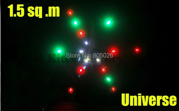 

Free shipping high quality 1.5 sq.m universe and fireworks led kites with charger shinning outdoor toys ripstop nylon fabric wei