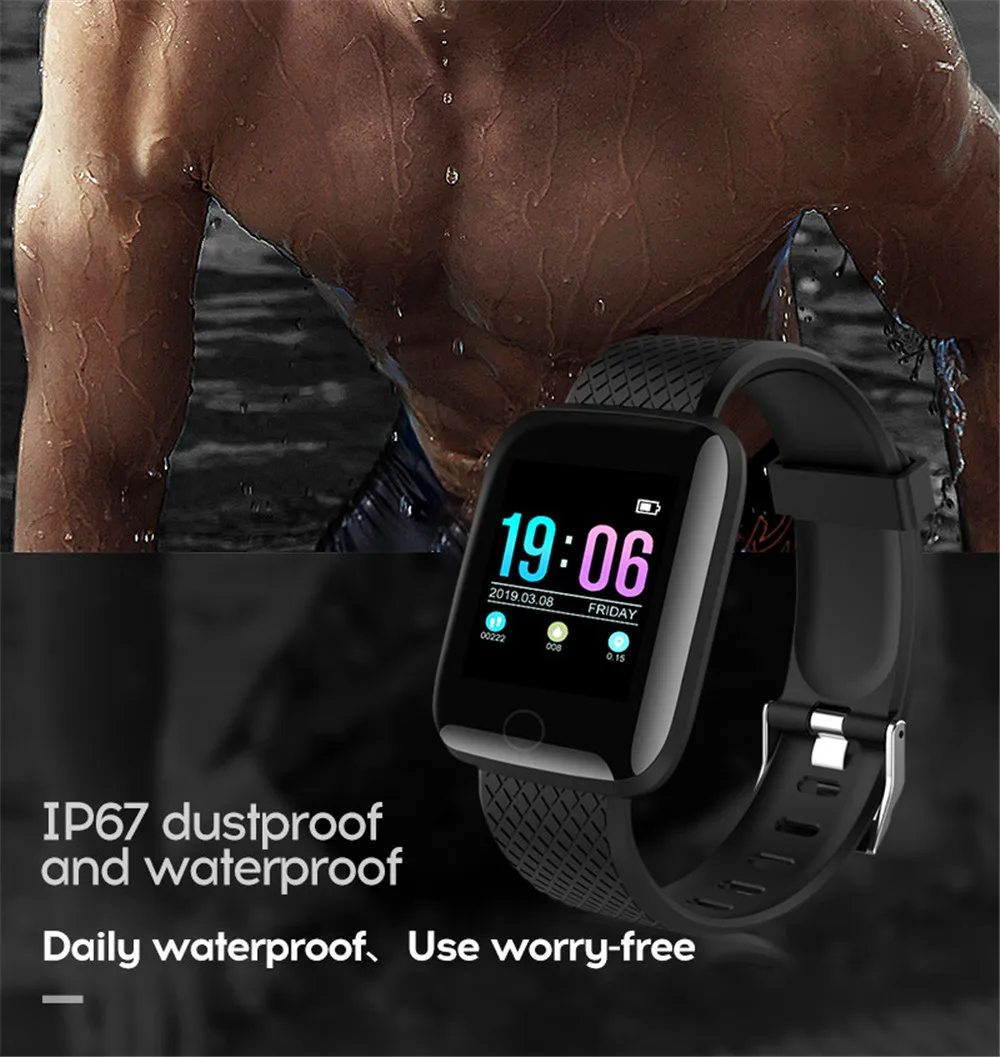 Спортивные Смарт-часы-браслет, мужские цветные ЖК-часы для фитнеса, водонепроницаемые Смарт-часы, браслет для активности, кровяное давление для Android/Ios