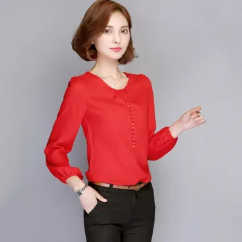 

Fashion Women Casual Loose Blouses Long Sleeve Autumn Chiffon Blouse Shirt Elegant Ladies Tops White Pink Blusas