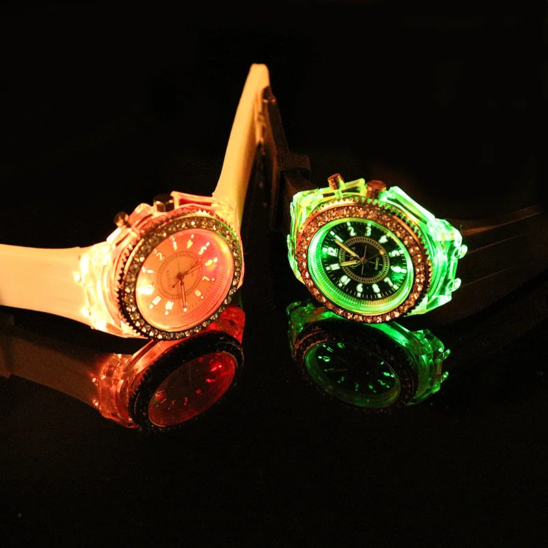 Led Flash Luminous Watches Personality Trends Students Lovers Jellies Woman Men s Watches 7 color Light 5