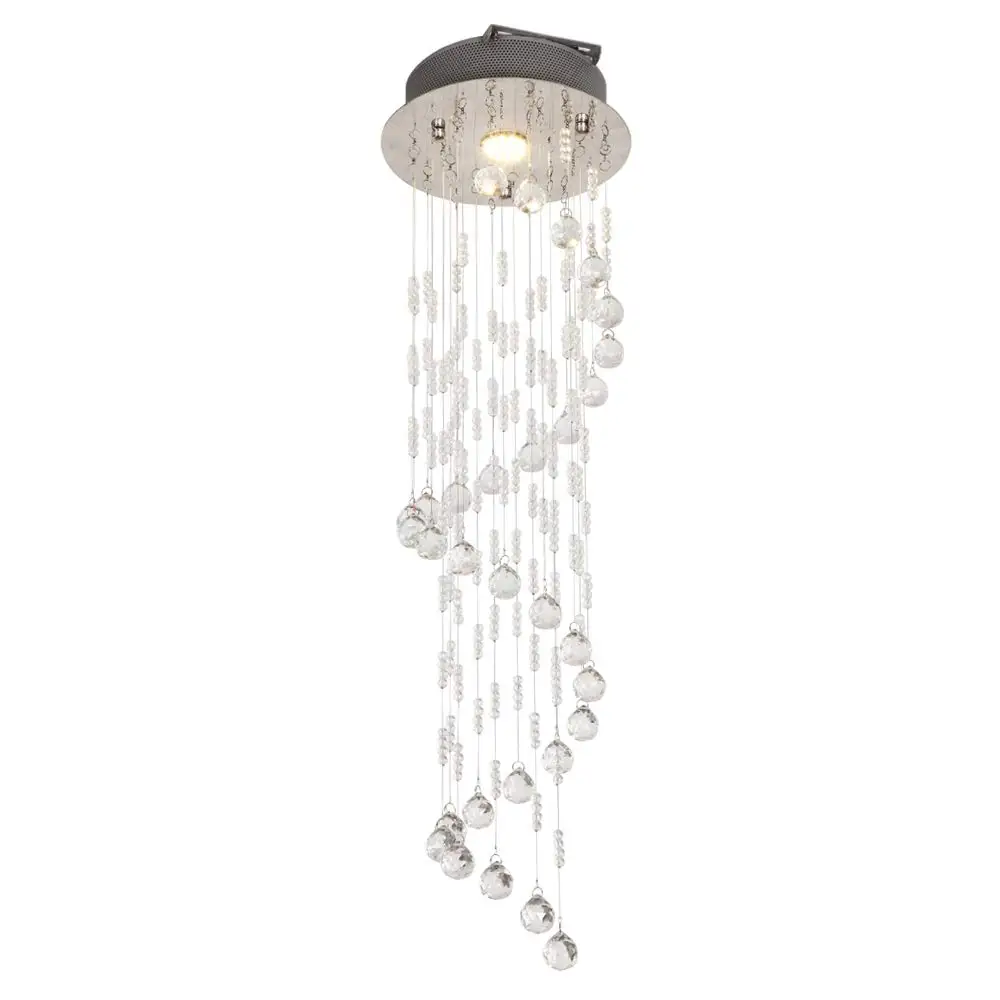 

Helix Droplets Chandelier K9 Round Crystal Glass GU10 Bulb Living Room Modern Ceiling Chandelier