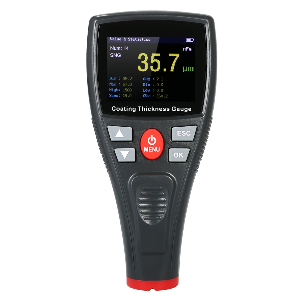 

Digital Thickness Gauge Car Paint Coating Thickness Gauge LCD Handheld Coatings with Fe Probe 2 Measurement Methods For Auto