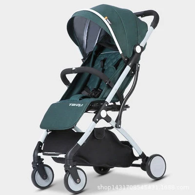 Детская коляска для мальчиков и девочек, легкая переносная коляска для путешествий с резиновыми колесами для новорожденных - Цвет: white green