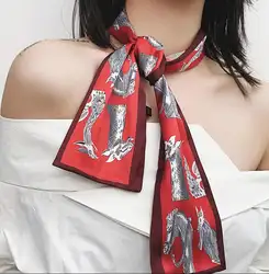 Женский корейский модный шарф из искусственного шелка женский полиэстер с принтом сатиновый шарф 100 см R1601