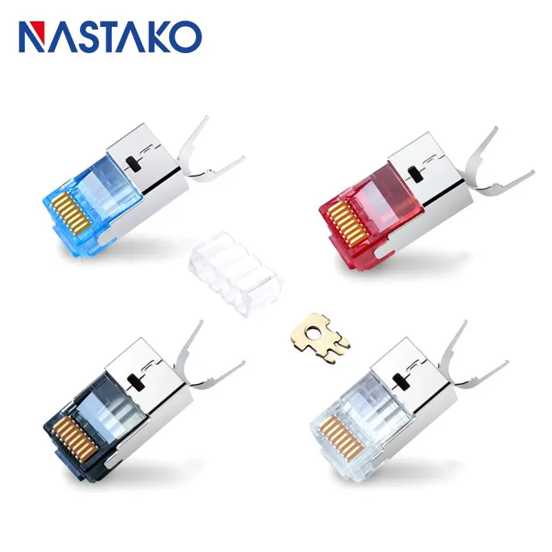 RJ45 разъем Cat7 rj45 красочные экранированные FTP RJ 45 Модульные Разъемы Cat 7 сетевой Ethernet