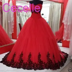 2019 Винтаж бальное платье принцессы черный и красный Готический Свадебные платья Милая 1960 s цвет ful Свадебные платья с цвет не белый
