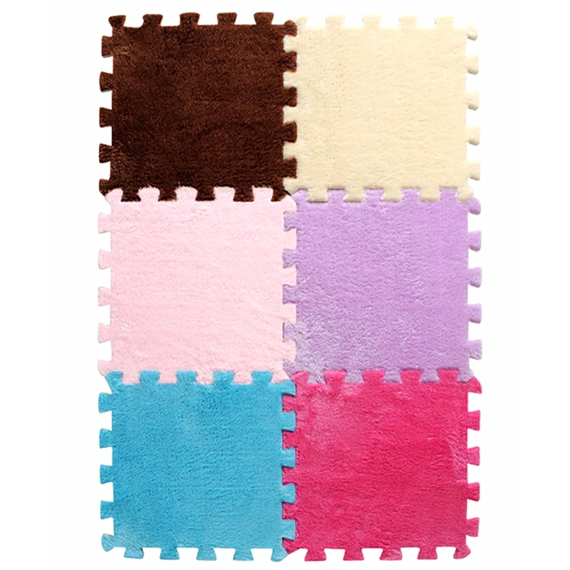 Flannel Puzzle Carpet Multi Solid Color 1 PC 30*30CM Living Room