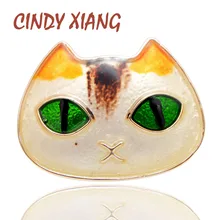Женская брошь в виде кота CINDY XIANG, милое украшение в виде мордочки кота с эмалью, модный аксессуар для платья, блузки, рубашки, футболки, доступно 2 цвета