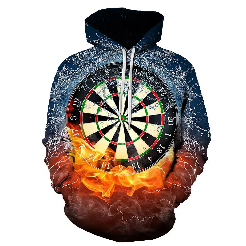 

High quality 3D digital printing brand Hoodie, target dart turntable, European and American fashion size Pullover sportswear.