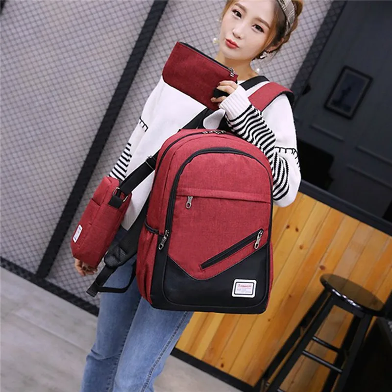 Osmond 3 piezas de las mujeres Set Laptop Schoolbag para adolescentes Oxford viaje mochila de los hombres del bolso de hombro femenino mochila Osmond 3 piezas de las mujeres Set Laptop Schoolbag para adolescentes Oxford viaje mochila de los hombres del bolso de hombro femenino mochila