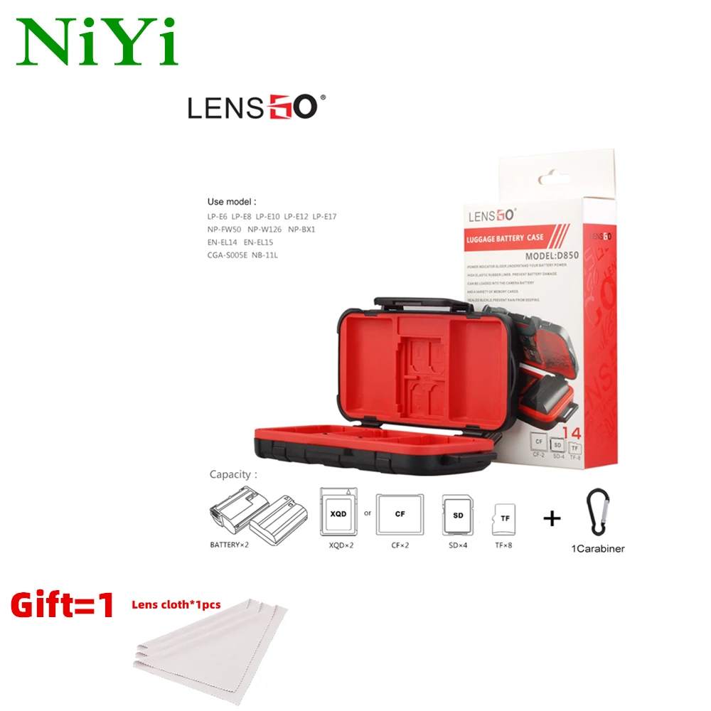 

Waterproof Memory Card Case Battery Storage SD Memory Card Cases Box Storage Holder Box Cover for 2 Camera Batteries 2CF 2XQD