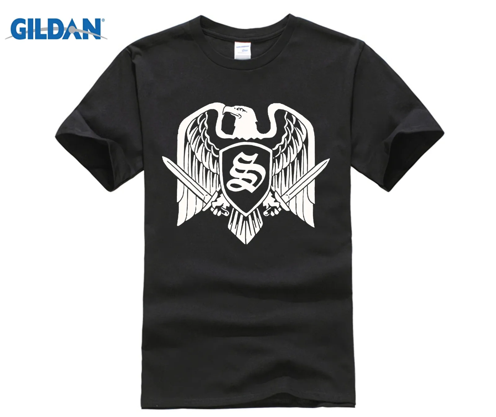 GILDAN Round Neck Teenage Pop Top Tee Skrewdriver Rock Band Eagle Badge