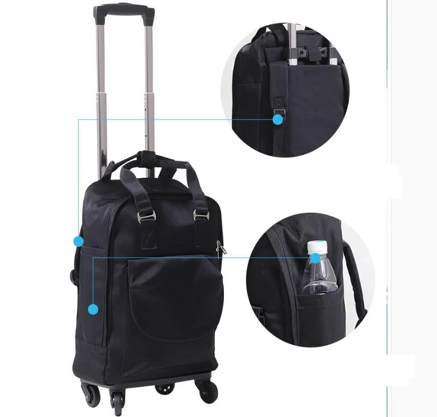 Багажные сумки для Женская тележка рюкзак 20 дюймов рюкзаки на колесах размер кабины сумка для переноски сумки чемодан на колесиках для