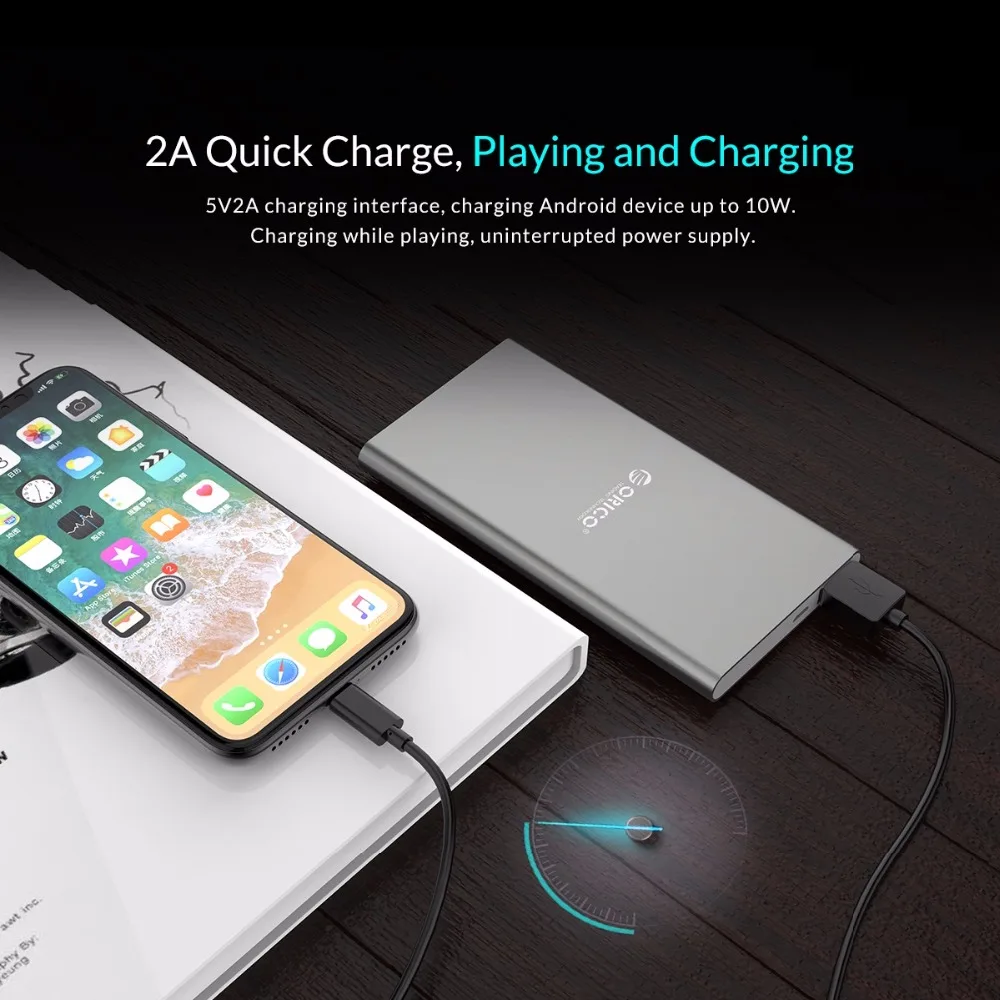 ORICO Quick Charge power Bank 5000 мАч USB светодиодный внешний аккумулятор, Внешнее зарядное устройство для мобильных телефонов, планшетов, повербанк для Xiaomi