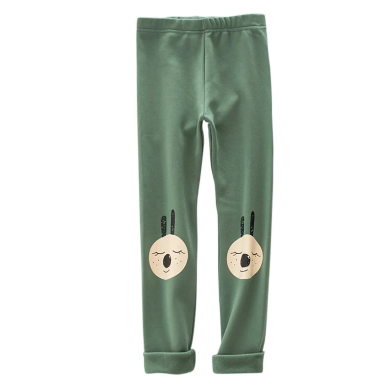 Новые осенние детские однотонные леггинсы с милым рисунком для девочек Теплые