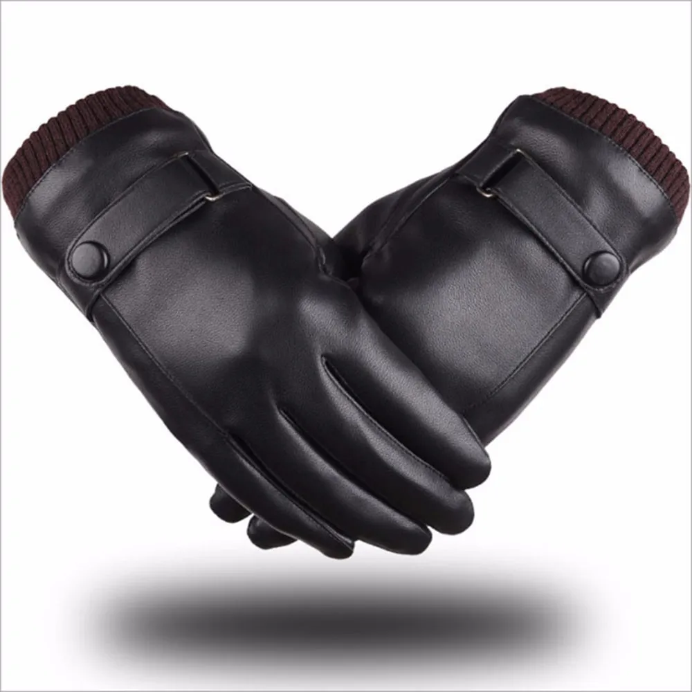 Модные мужские зимние кожаные мотоциклетные перчатки с сенсорным экраном