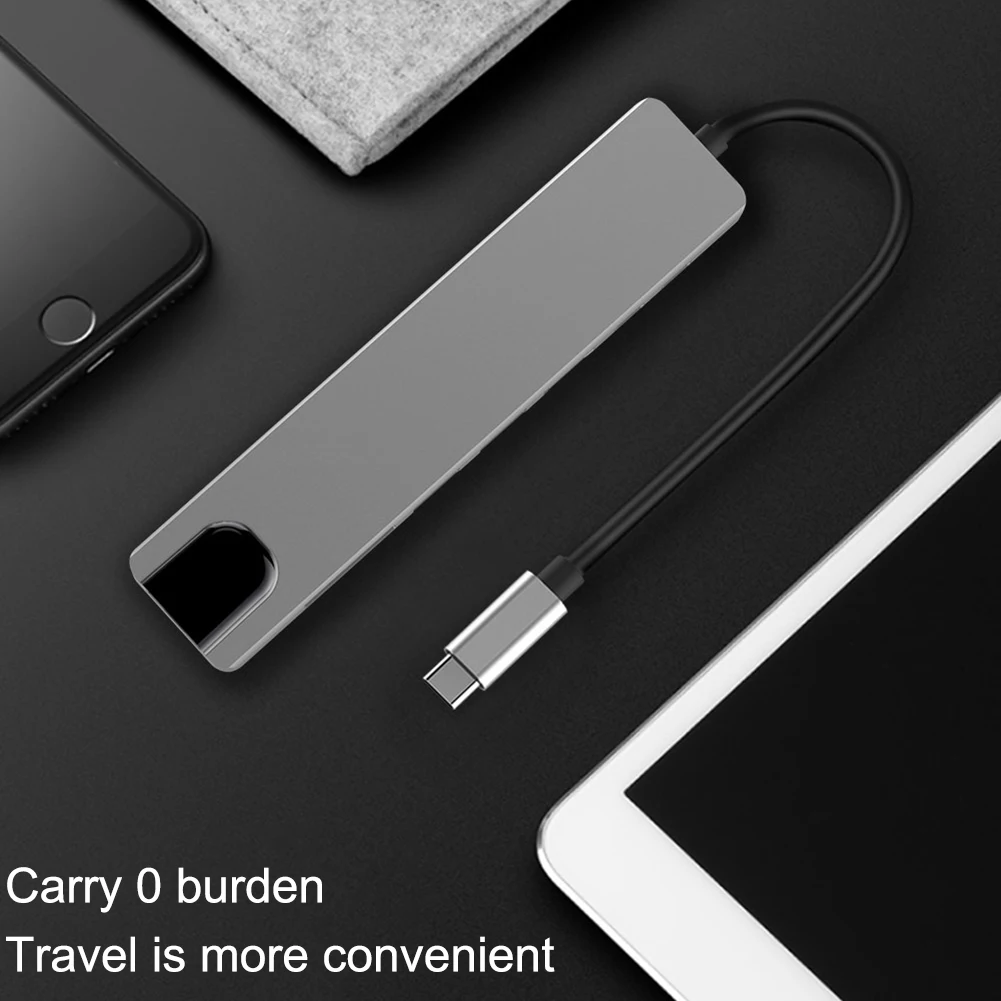 ; 6 в 1 Тип C кабель-Переходник USB C на HDMI 4K Microsd кард-ридер и 2-Порты USB 3,0 USB C HDMI адаптер для MacBook Pro