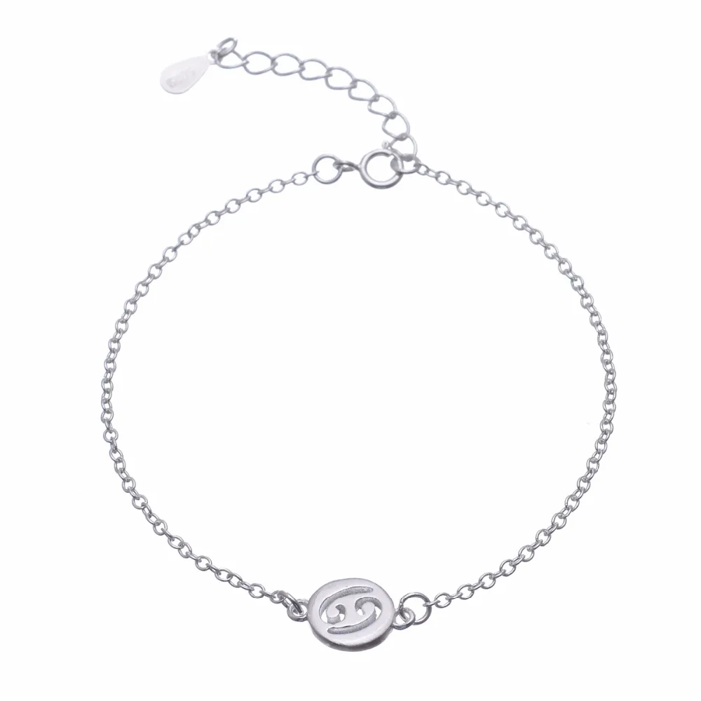 yiustar 2017 New Fashion Silver Cancer Chain Bracelets for Women Classic Horoscope Astrology Disc Cufflinks Birthday Gift B054|bracelets for|chain