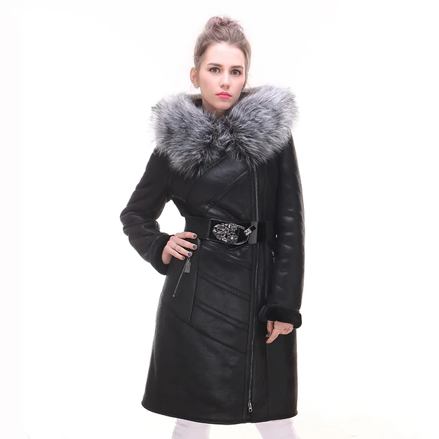sexy Women coats long plus size Faux fur Fox Collar Thickening style ...