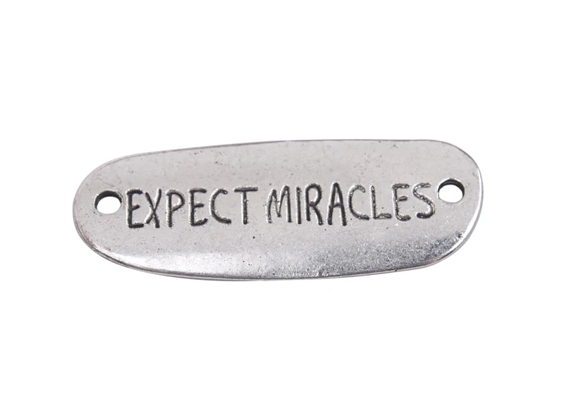 

20PCS Silver Color Metal EXPECT MIRACLES Connector Links 40x15mm A5374