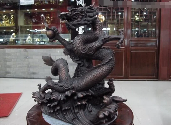 

wholesale factory 13 China Red Bronze copper Feng Shui Lucky wheel Fly Hold Bead Dragon Art Statue