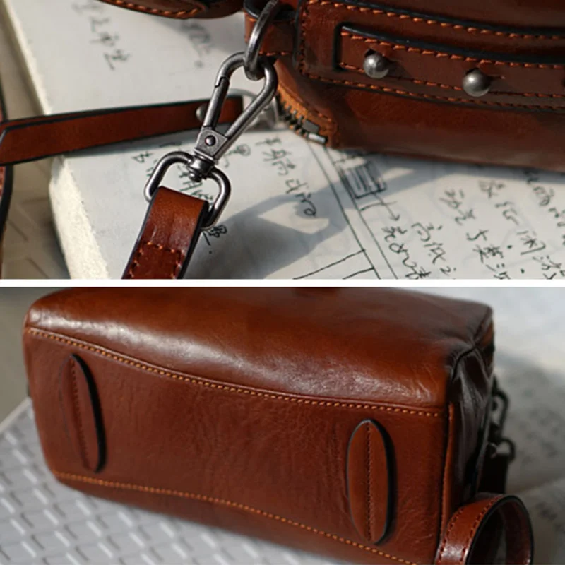 AETOO Shaped retro handmade cowhide bag, lady leather shoulder-shouldered handbag, casual small simple women's bag