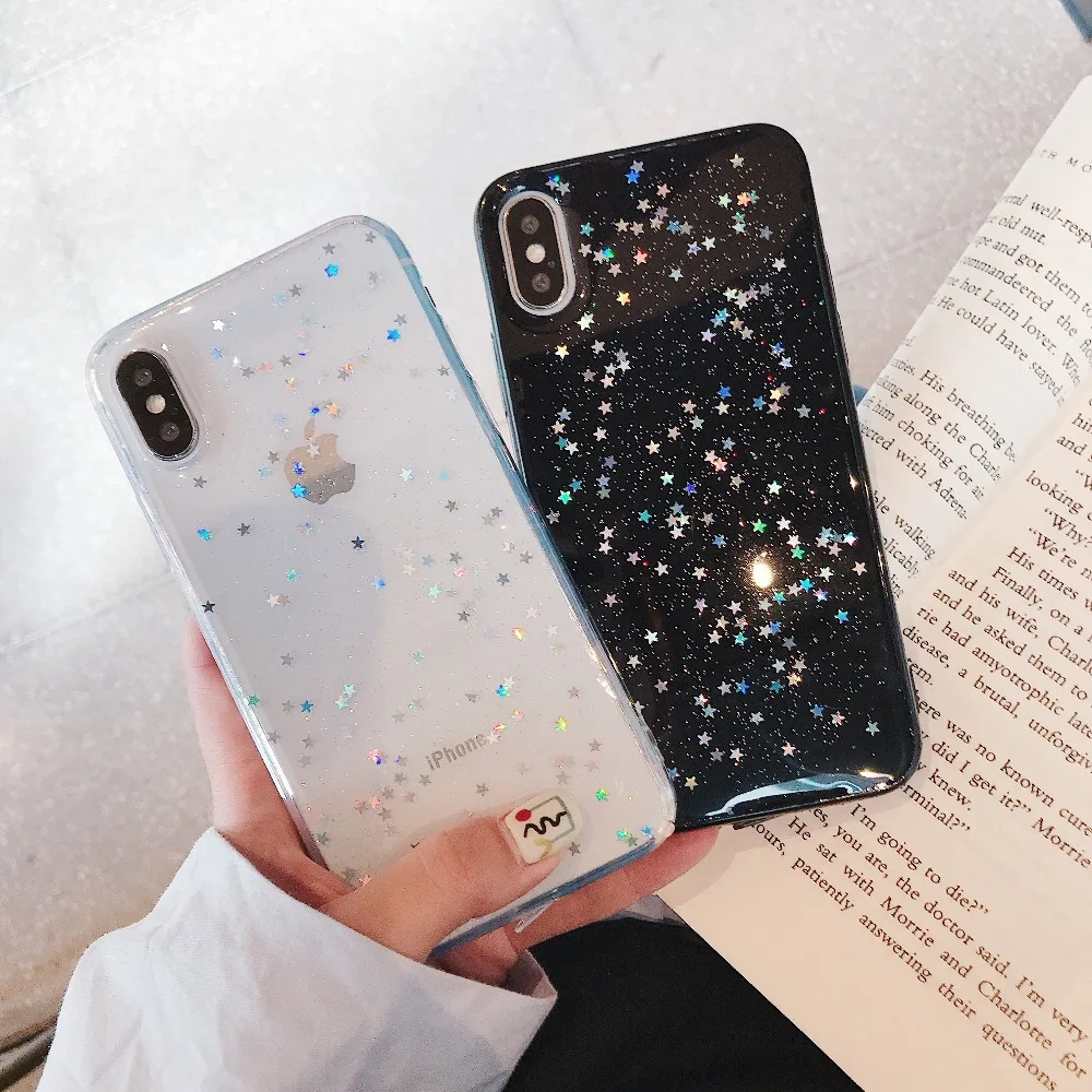 Роскошный блестящий чехол для телефона Iphone XS XR Max блестящая Звезда силиконовый