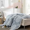 100% Cotton Muslin Blanket Bed Sofa Travel Breathable Summer Soft Throw Blanket 4 Layers Gauze AB Side Bedspread 200*230cm 3