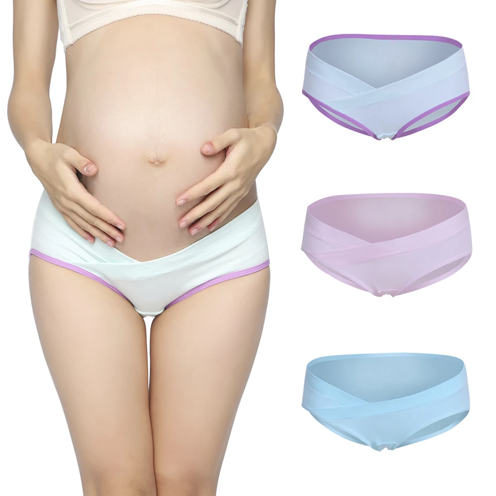 3pcs Maternity Panties Cotton U Shaped Low Waist Maternity