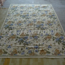 9'x12 ручной работы шерстяной ковер, кружево шерстяной ковер, новозеландской шерсти с золотой синий Florals высокого качества