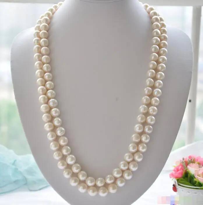 

FREE SHIPPING HOT sell new Style >>>> 2row 27" 12mm white round white PEARL necklace mabe