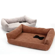 Вельветовая кость зимняя одежда для собак кровать коричневый серый домашнее животное Чихуахуа гнездо коврик всесезонный мягкий хлопок щенок кошка спальный диван для маленькой собаки