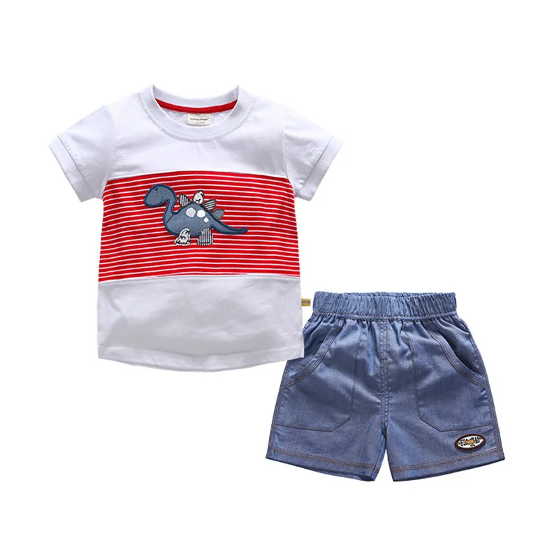 

Boys Clothing Sets 2019 Autumn Spring Cotton Cartoon Prints Short Sleeves Shirt+Pants 2PCS Causal Clothes Set Children Clothing