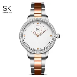 Montre Femme Shengke новые женские роскошные Брендовые Часы Модные розовое золото кварцевые женские водонепроницаемые наручные часы женские часы