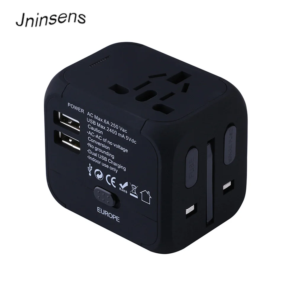 Оптовая продажа Универсальный Travel Adapter вилки электроприборов Розетки конвертер США/AU/UK/EU с двойной зарядка через usb 2.4A светодиодный