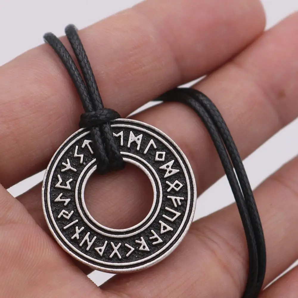 

Elder Futhark Runes Jewelry Runic Circle Pendant Viking Necklace Norse Amulet Talisman